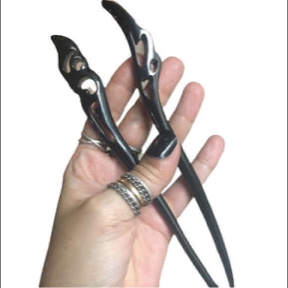 Sale ! 2 black pins for $25 Handmade Hair Pins black epoxy - Picture 3 of 7